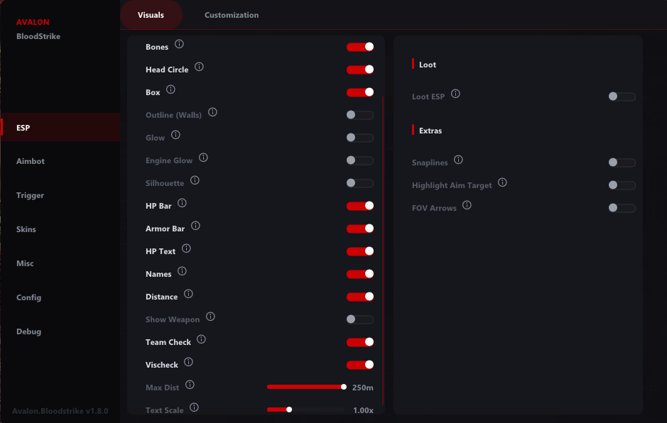 Bloodstrike Memory Visuals menu