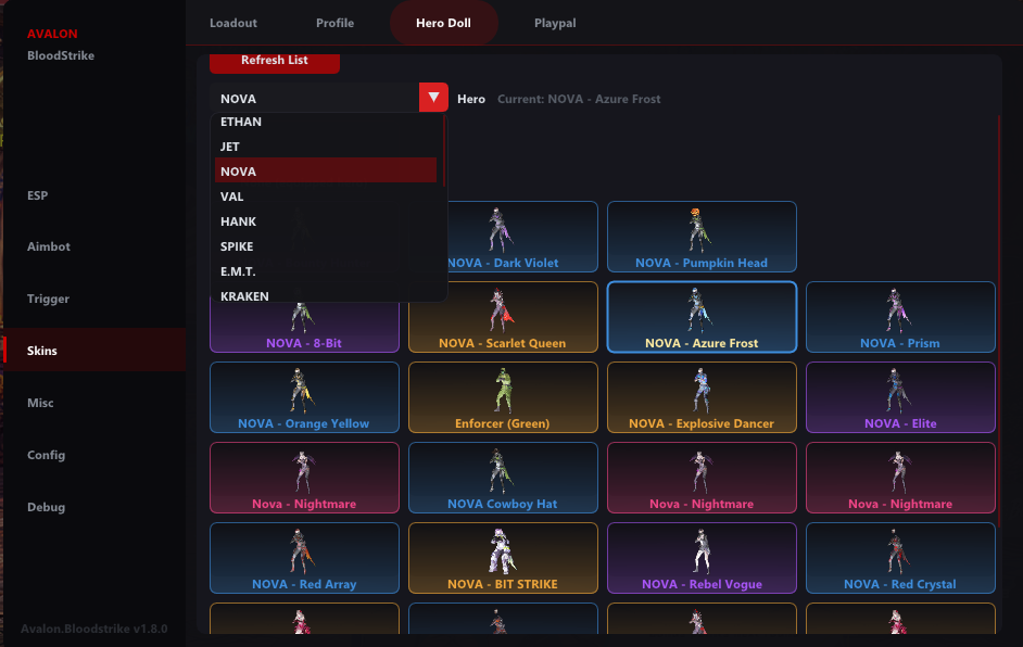 Bloodstrike Memory Hero Dolls menu