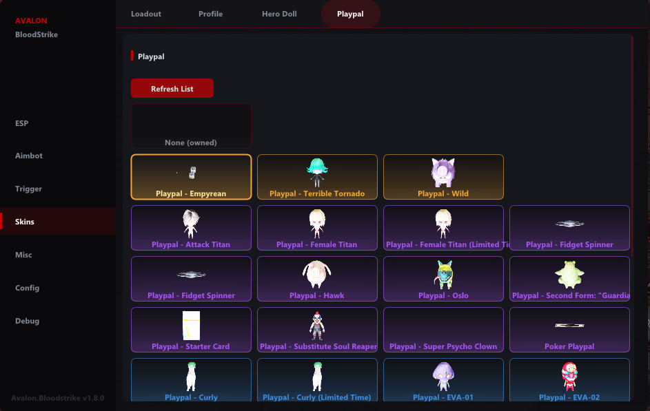 Bloodstrike Memory Playpals menu