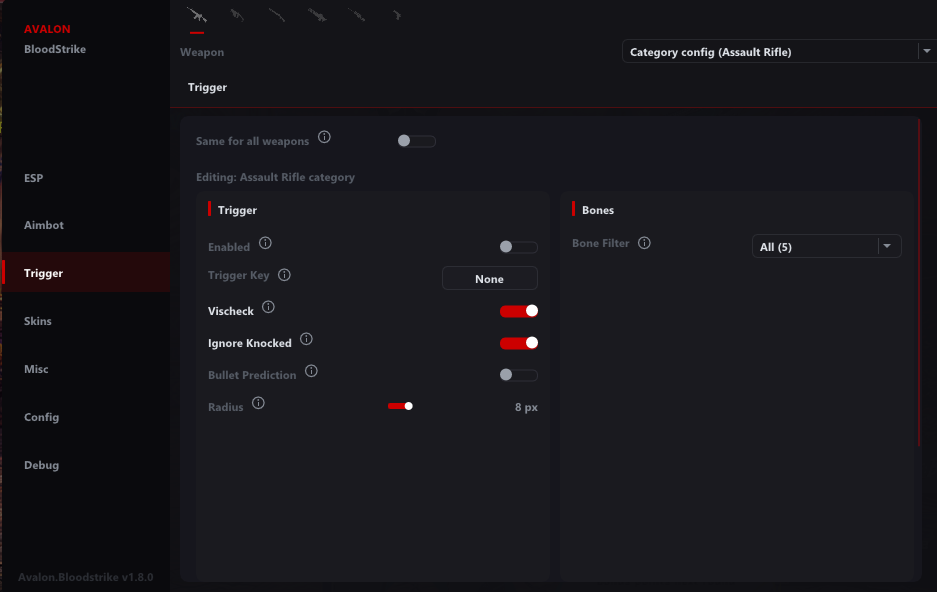 Bloodstrike Memory Trigger settings menu