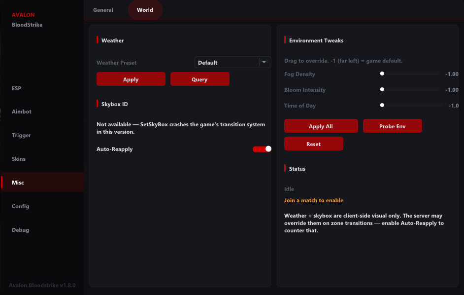Bloodstrike Memory World settings menu